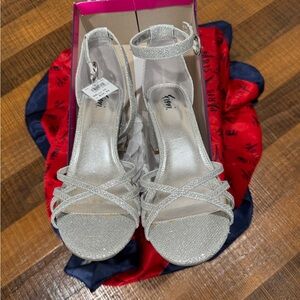 Milly Shimmering Silver Strappy Heels